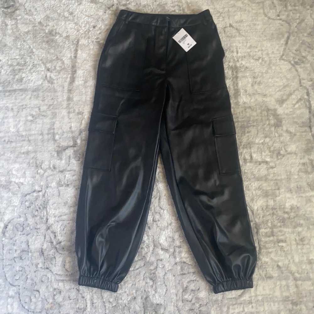 Never worn black leather! High waisted
